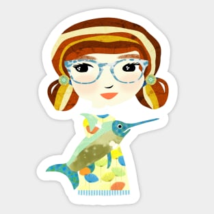 Girl with Swordfish/Polly & Prank Sticker